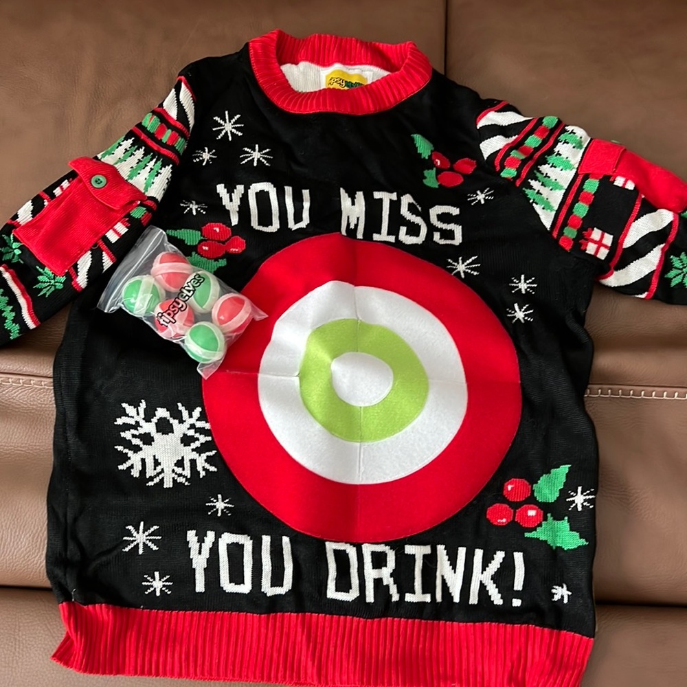 Tipsy Elves Mens Large Drinking Game Ugly Christmas Sweater